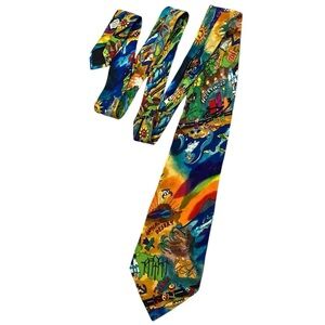 VTG Nicole Miller 100% Silk Tie Colorful California Malibu Hollywood 90s Novelty